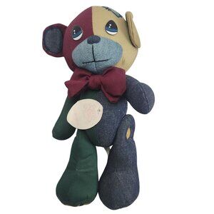 1996 Precious Moments Dillion Denim Jointed Patchwork Teddy Bear 1761 NWT